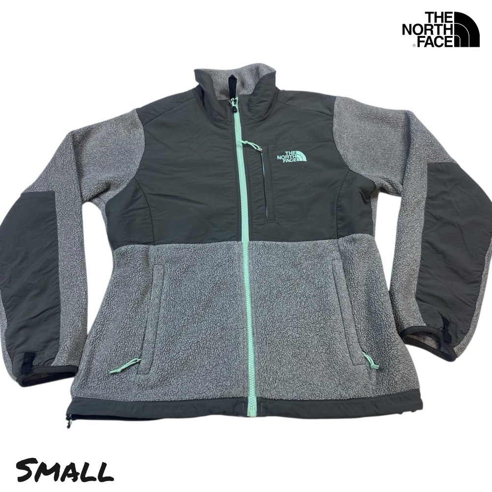 The North Face Jacket Womens SM Denali Fleece Gray Blue Cozy Casual Zip Up Coat